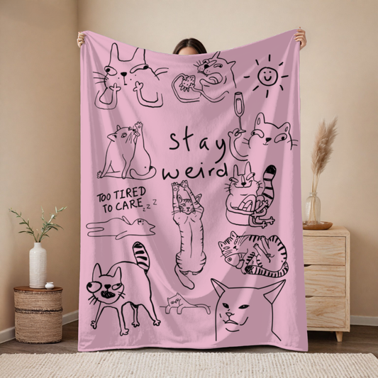Stay Weird Cat Velveteen Plush Blanket
