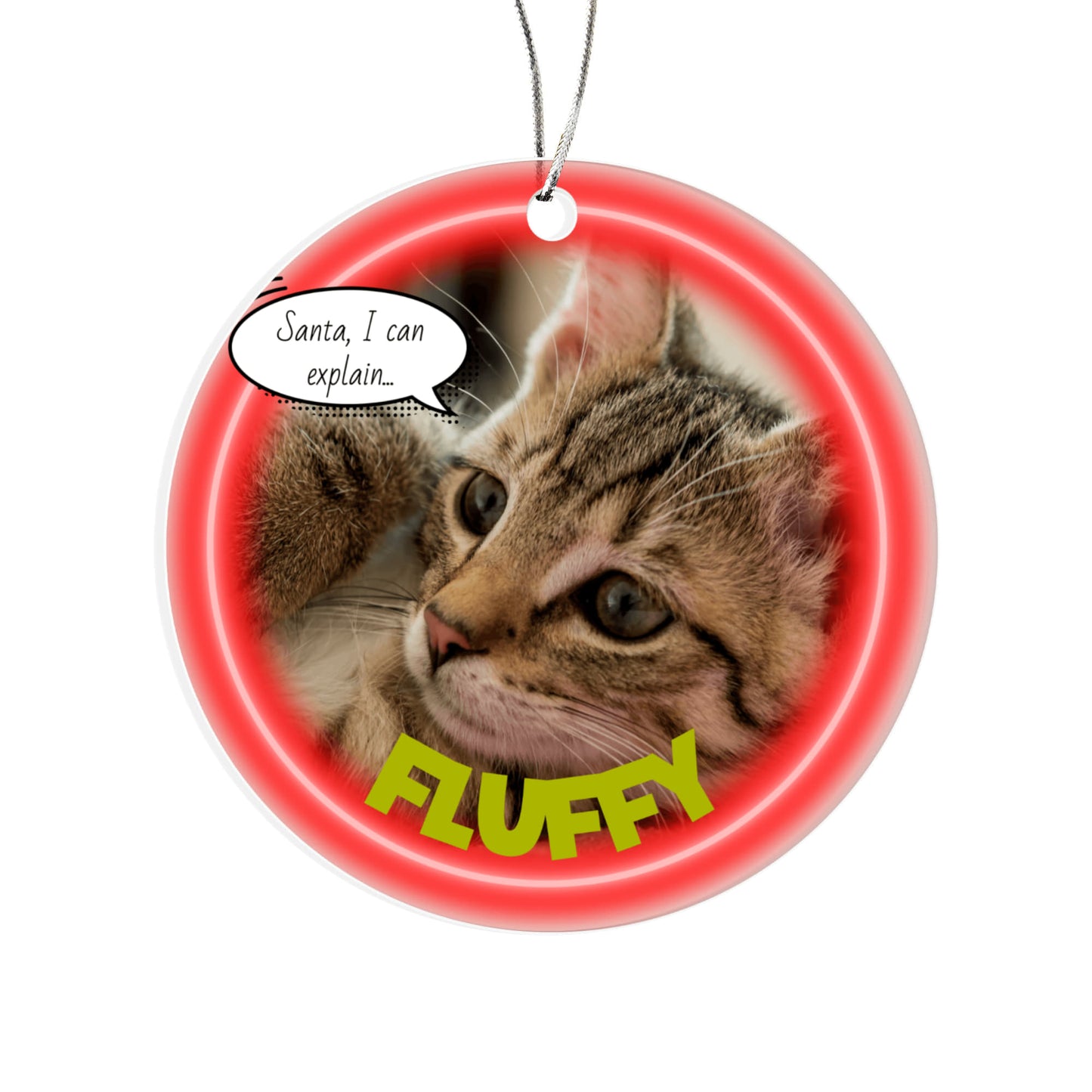 Personalized “Santa, I Can Explain…” Cat Ornament
