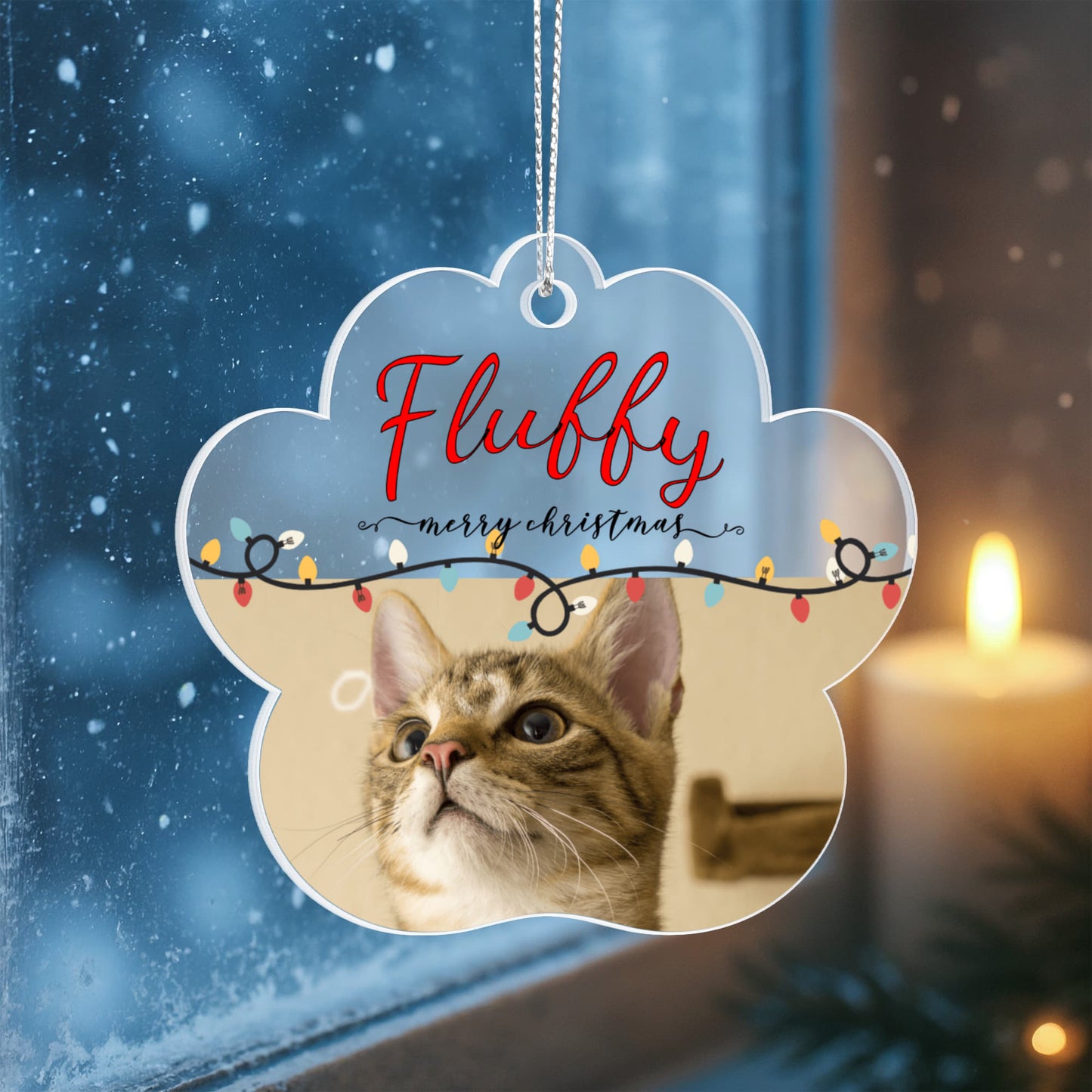 Personalized Cat Christmas Paw-Shaped Ornament
