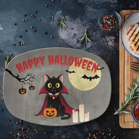 Happy Halloween Black Cat Serving Platter