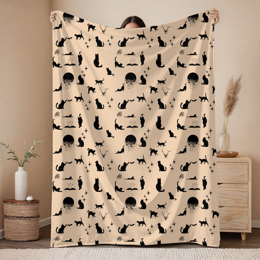 Black Cat Velveteen Plush Blanket