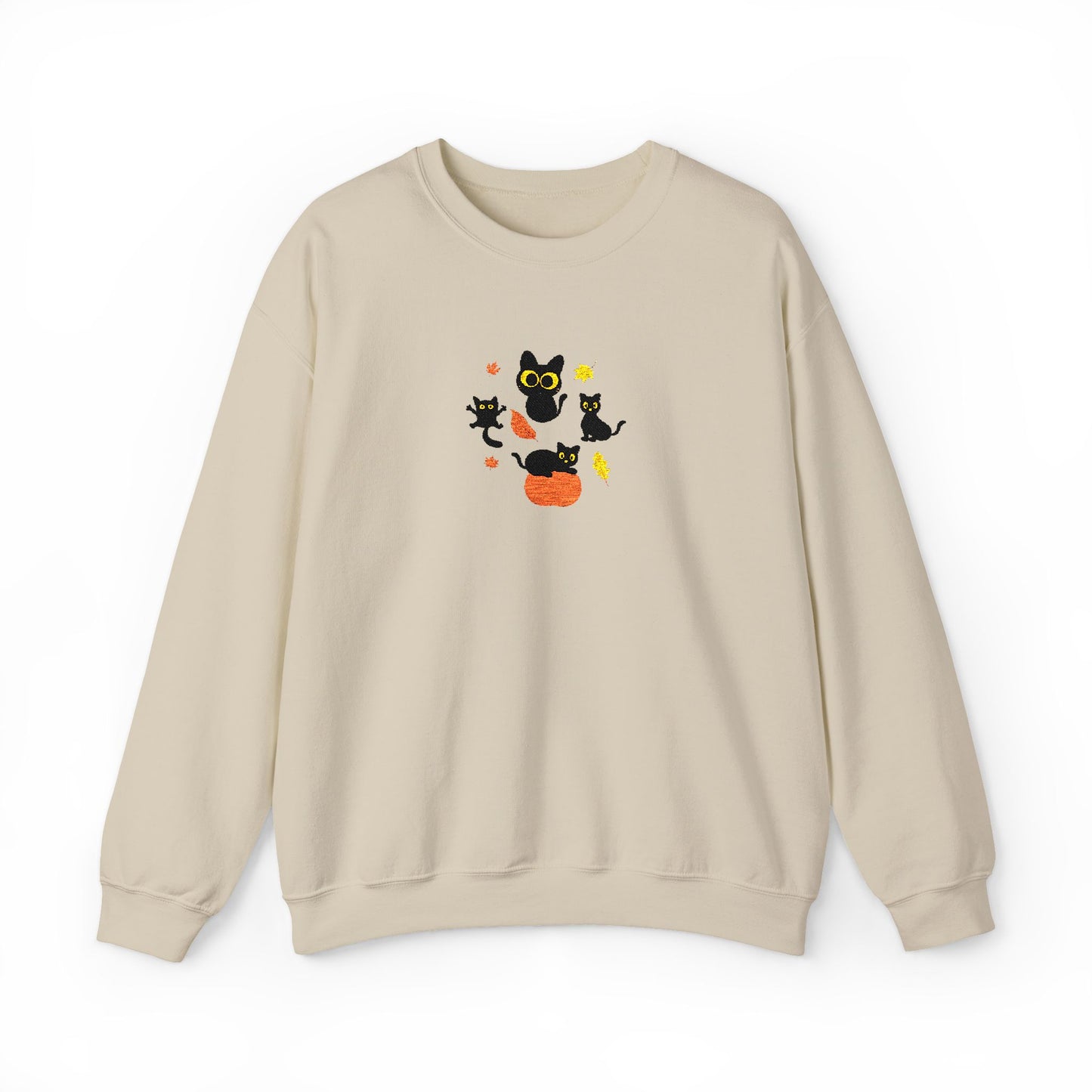 Black Cats & Pumpkins Sweatshirt Embroidery