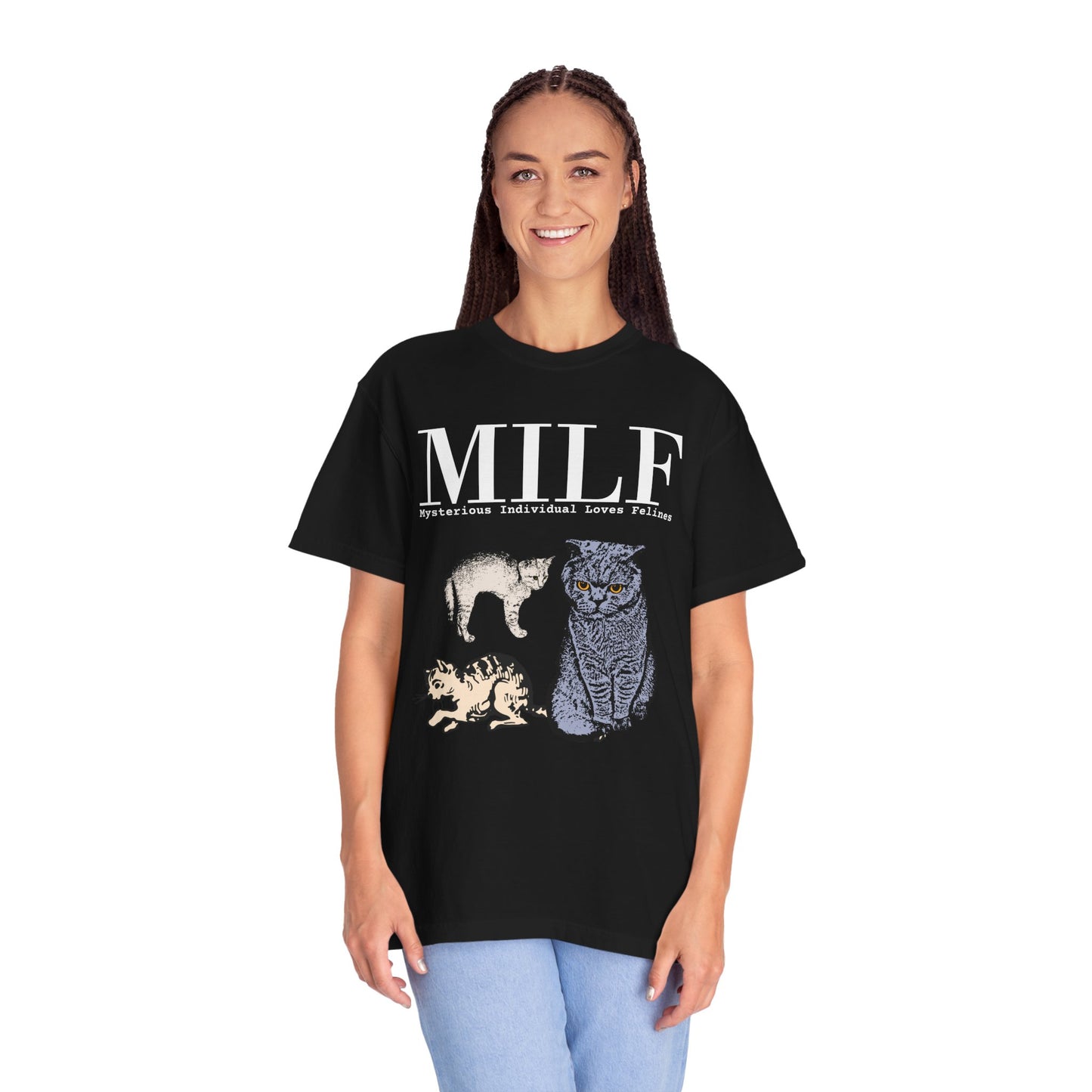 MYSTERIOUS INDIVIDUAL LOVES FELINES T-SHIRT