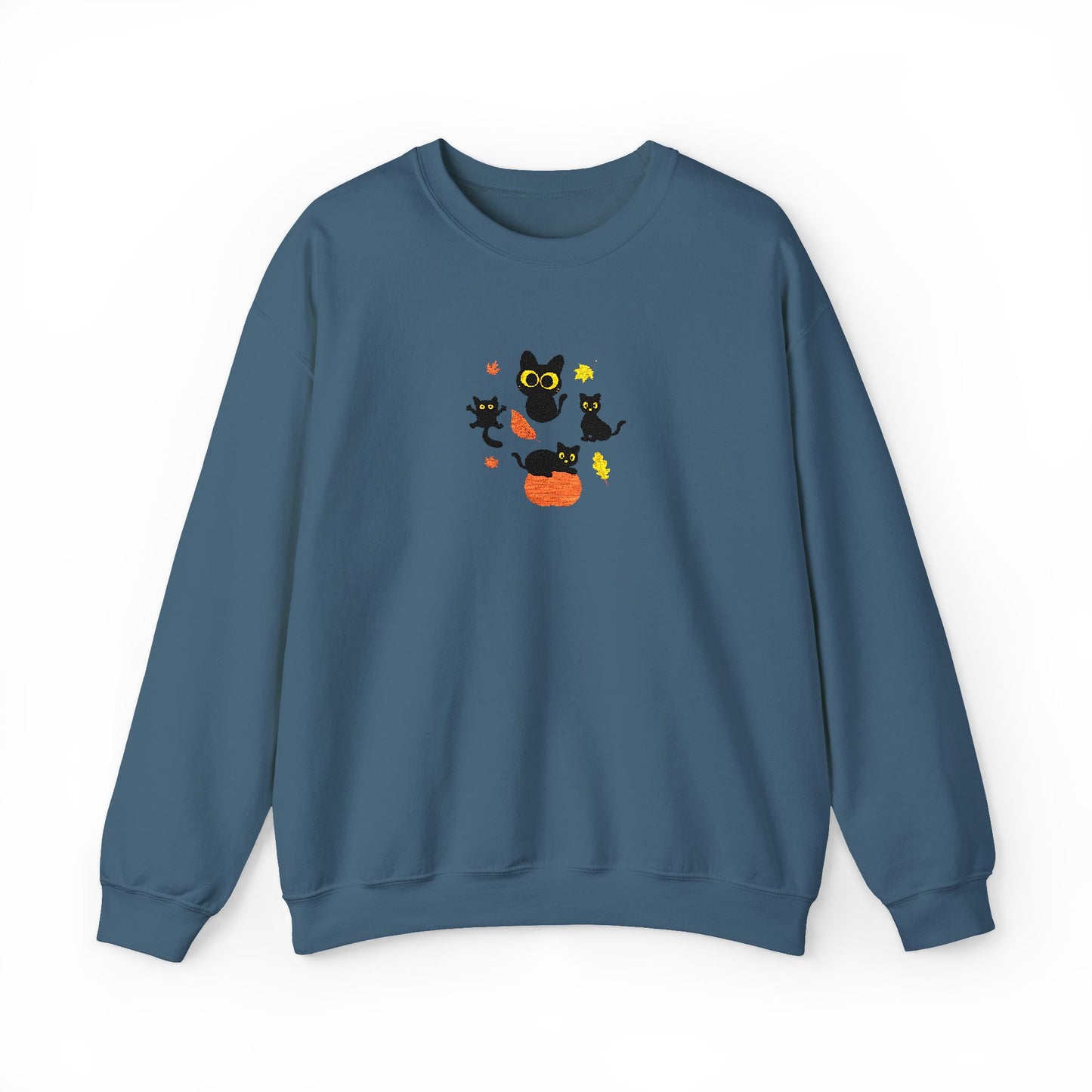 Black Cats & Pumpkins Sweatshirt Embroidery