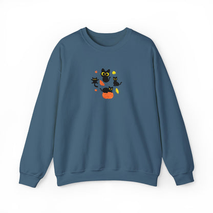 Black Cats & Pumpkins Sweatshirt Embroidery