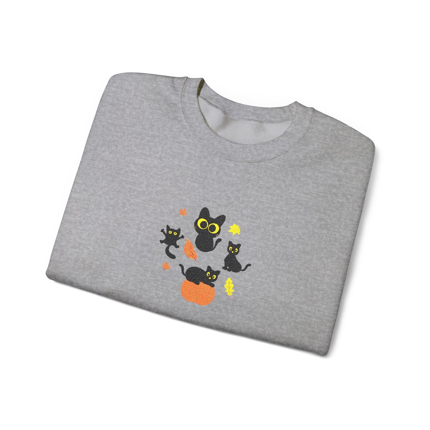 Black Cats & Pumpkins Sweatshirt Embroidery