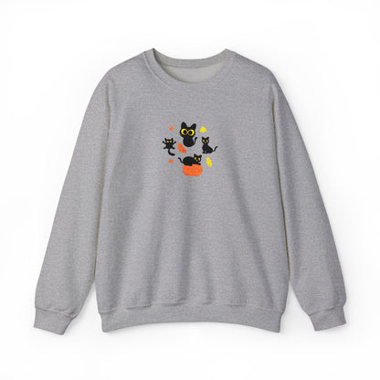 Black Cats & Pumpkins Sweatshirt Embroidery