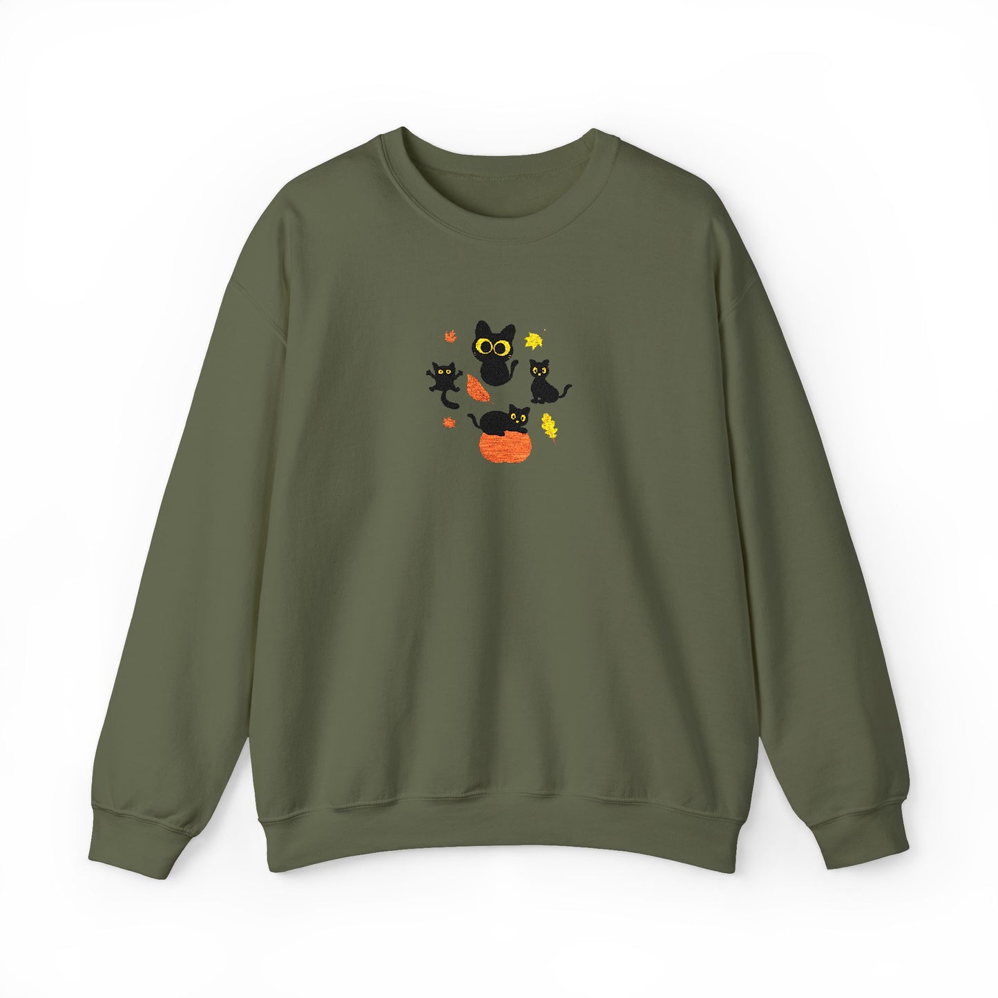 Black Cats & Pumpkins Sweatshirt Embroidery