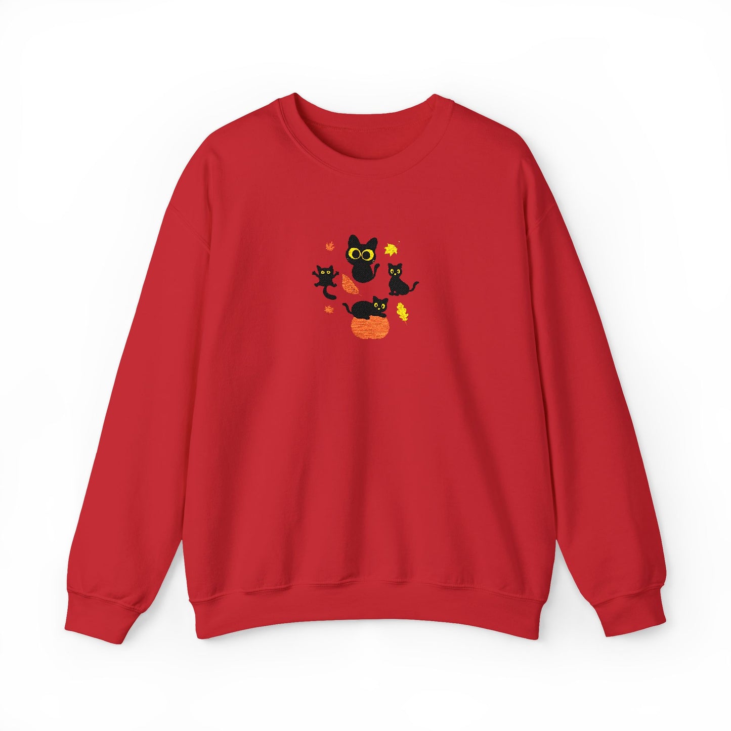 Black Cats & Pumpkins Sweatshirt Embroidery