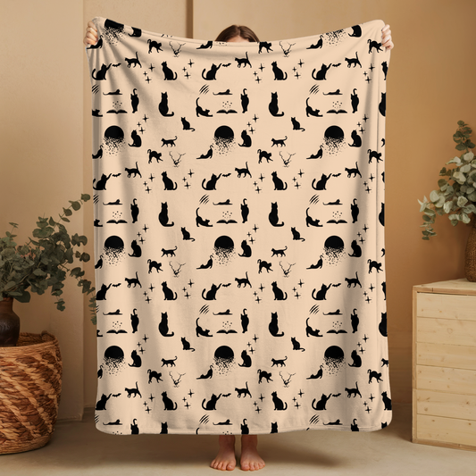 Black Cat Velveteen Plush Blanket