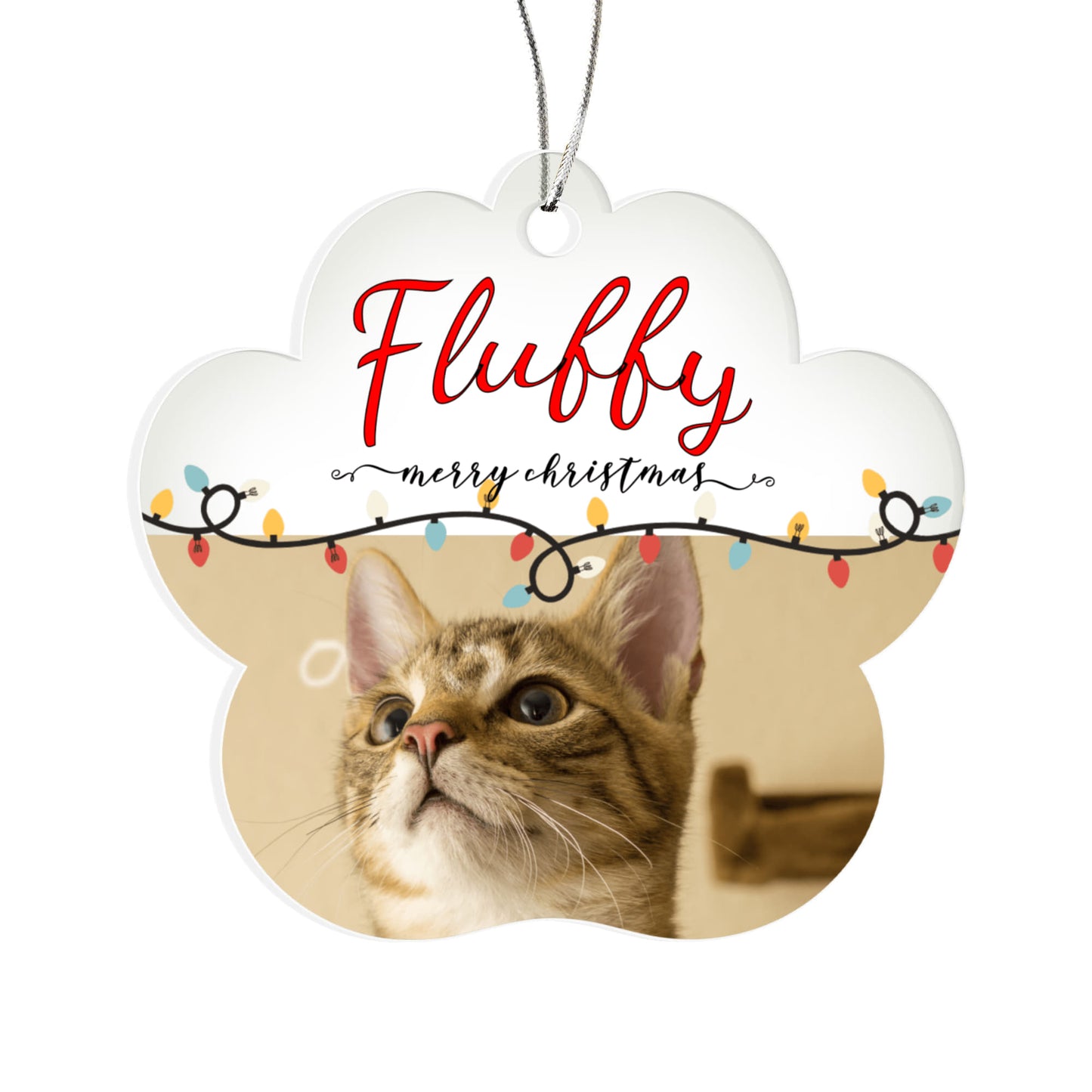 Personalized Cat Christmas Paw-Shaped Ornament