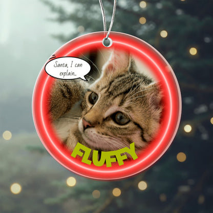 Personalized “Santa, I Can Explain…” Cat Ornament