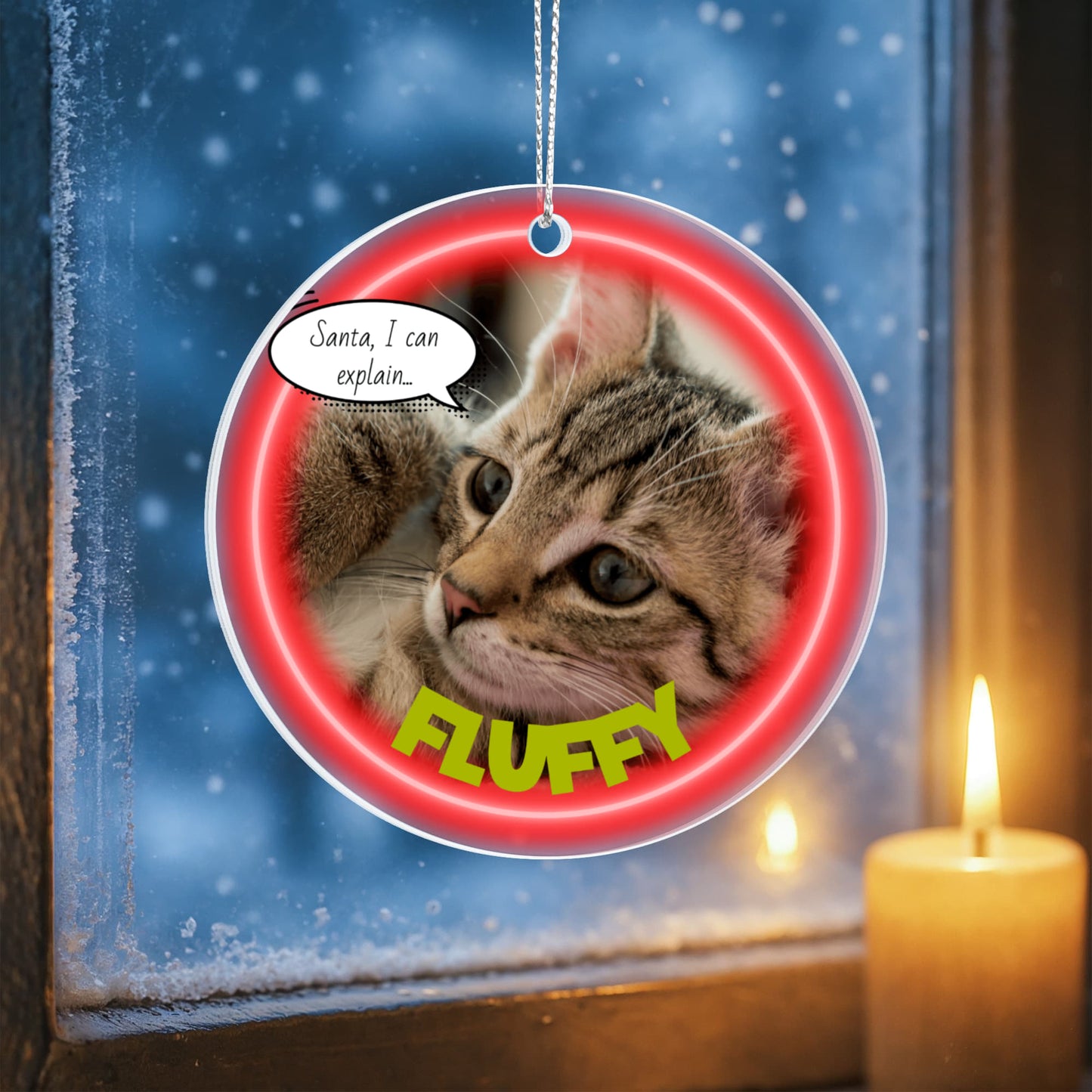 Personalized “Santa, I Can Explain…” Cat Ornament