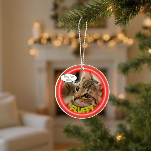 Personalized “Santa, I Can Explain…” Cat Ornament