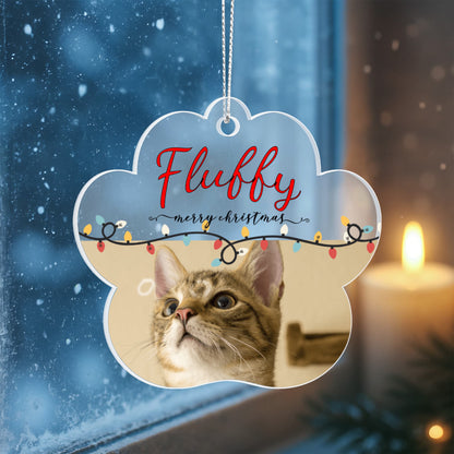 Personalized Cat Christmas Paw-Shaped Ornament
