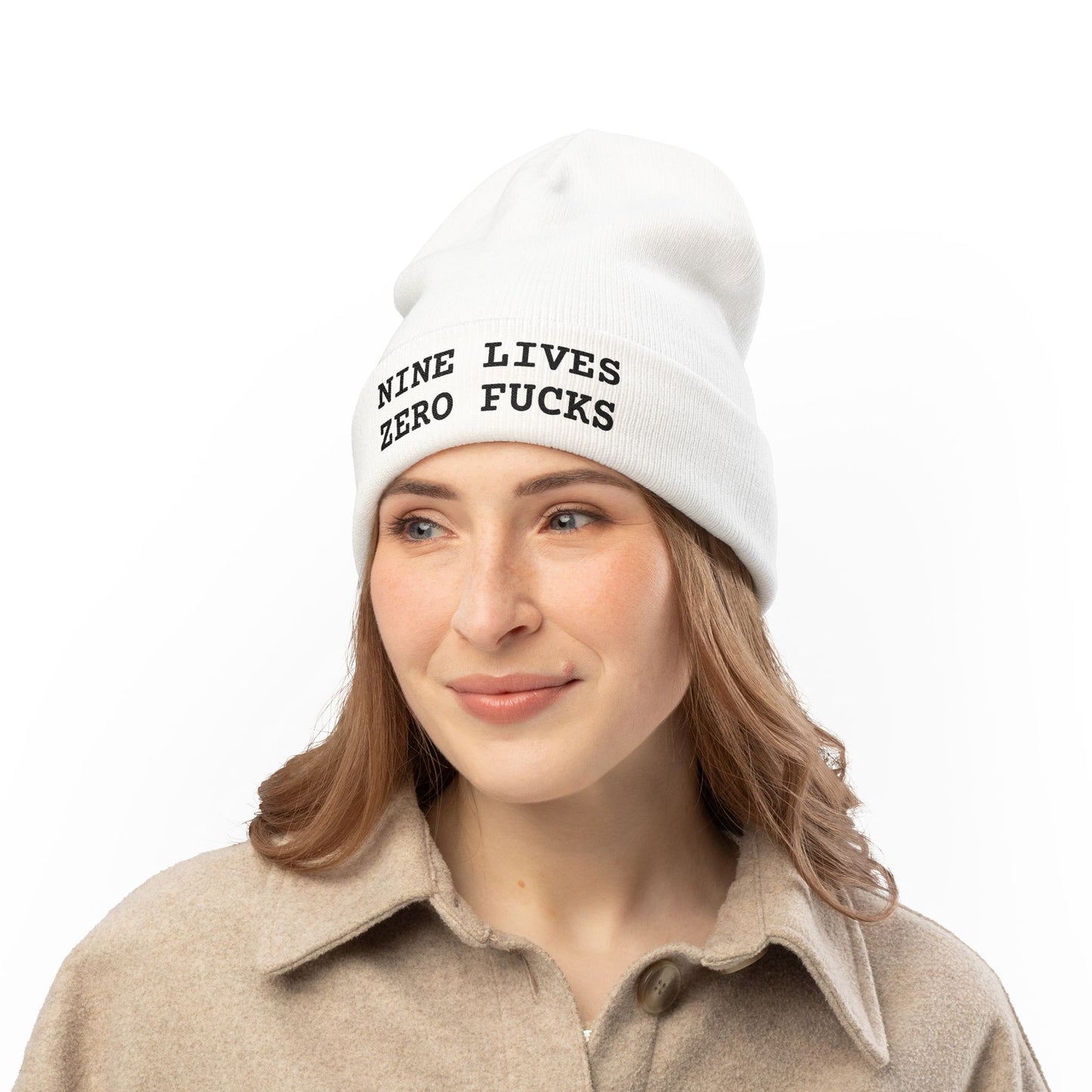 Nine Lives Zero F*cks Beanie Embroidery