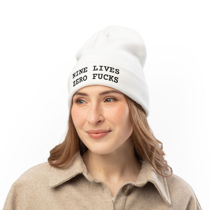 Nine Lives Zero F*cks Beanie Embroidery