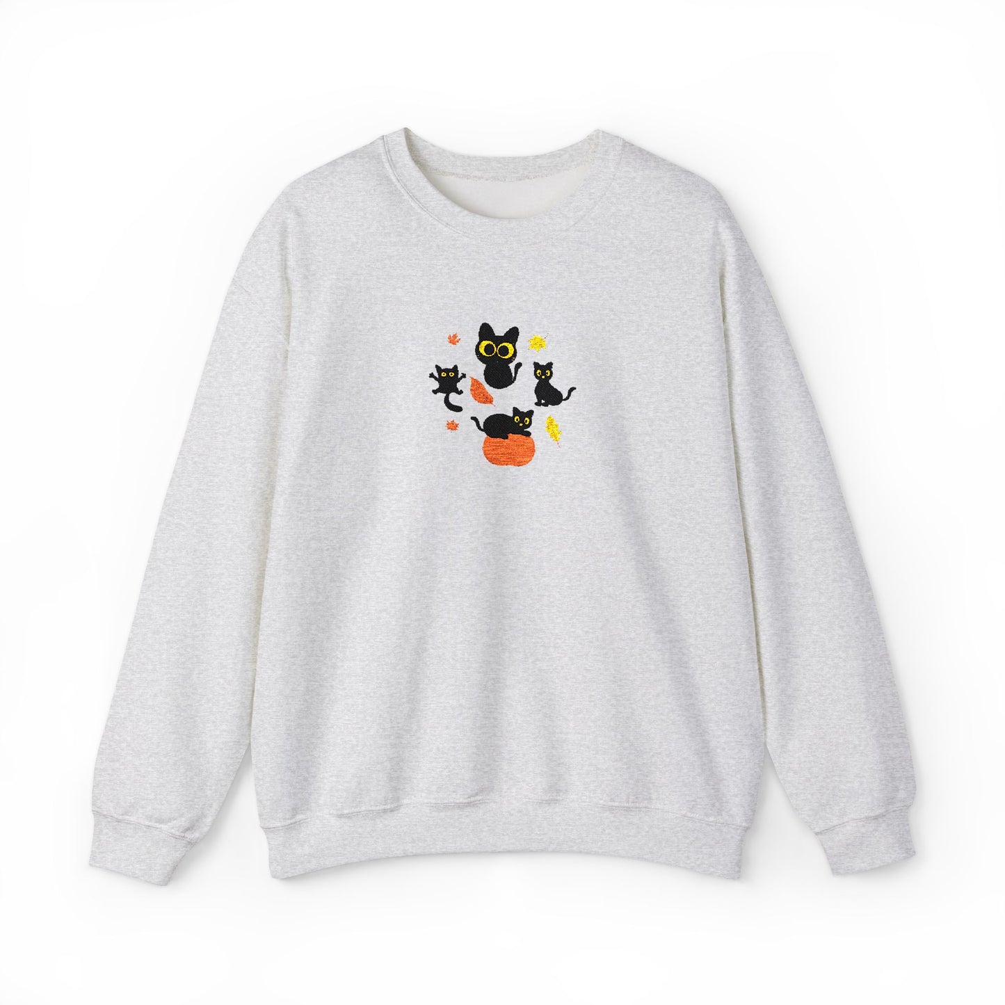 Black Cats & Pumpkins Sweatshirt Embroidery
