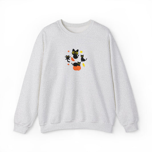 Black Cats & Pumpkins Sweatshirt Embroidery