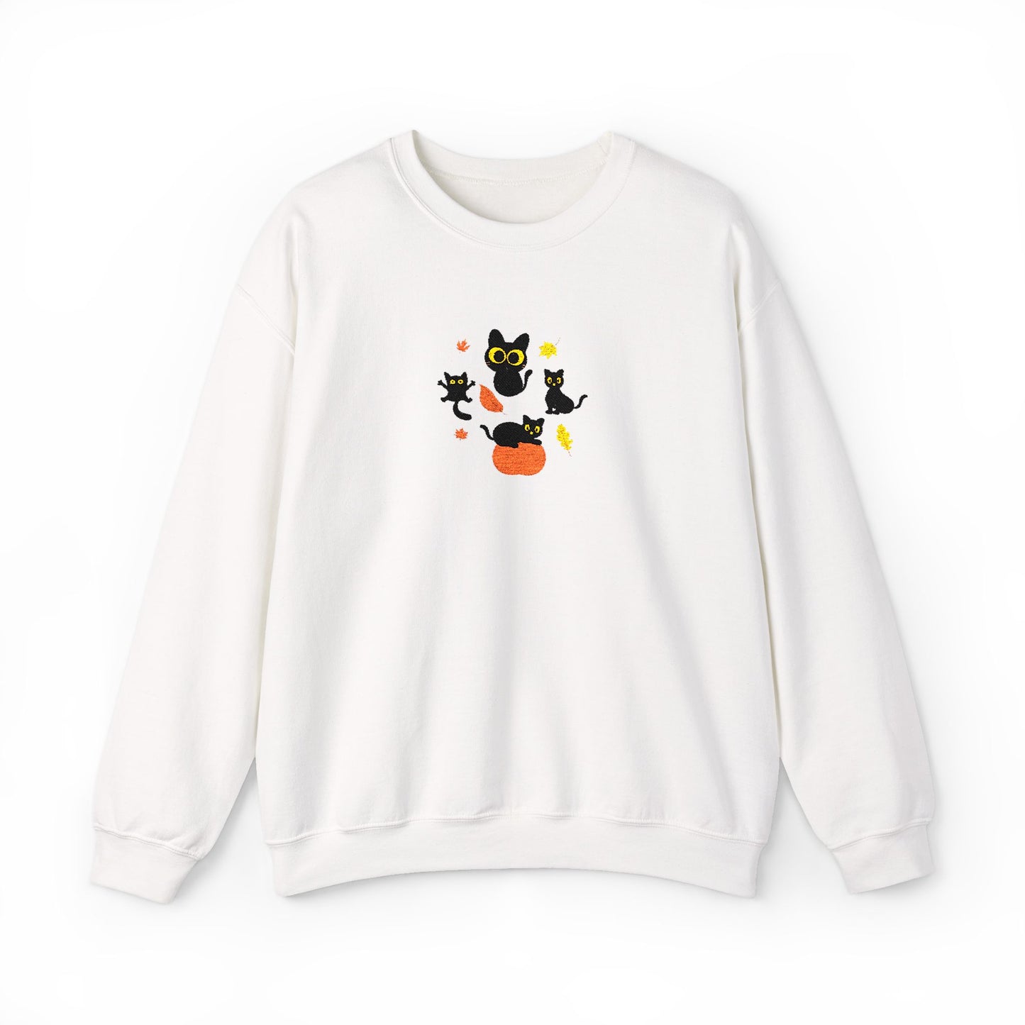Black Cats & Pumpkins Sweatshirt Embroidery