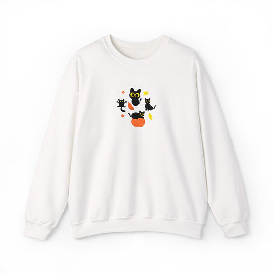 Black Cats & Pumpkins Sweatshirt Embroidery