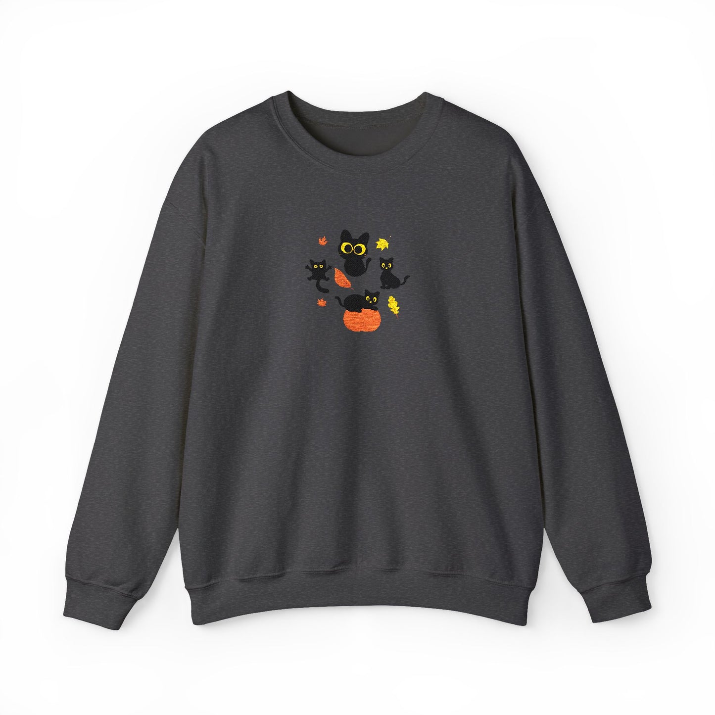 Black Cats & Pumpkins Sweatshirt Embroidery