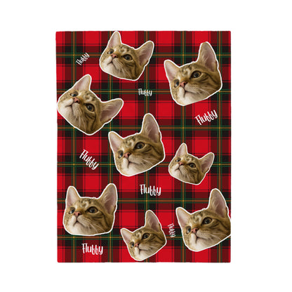Personalized Cat Face Velveteen Plush Blanket