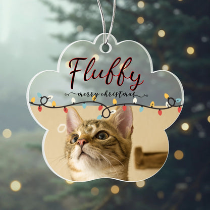 Personalized Cat Christmas Paw-Shaped Ornament