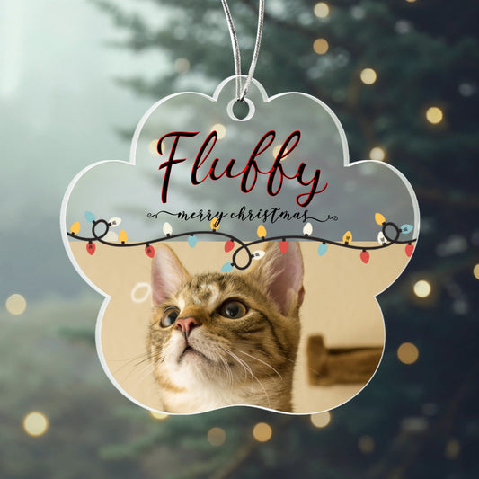 Personalized Cat Christmas Paw-Shaped Ornament