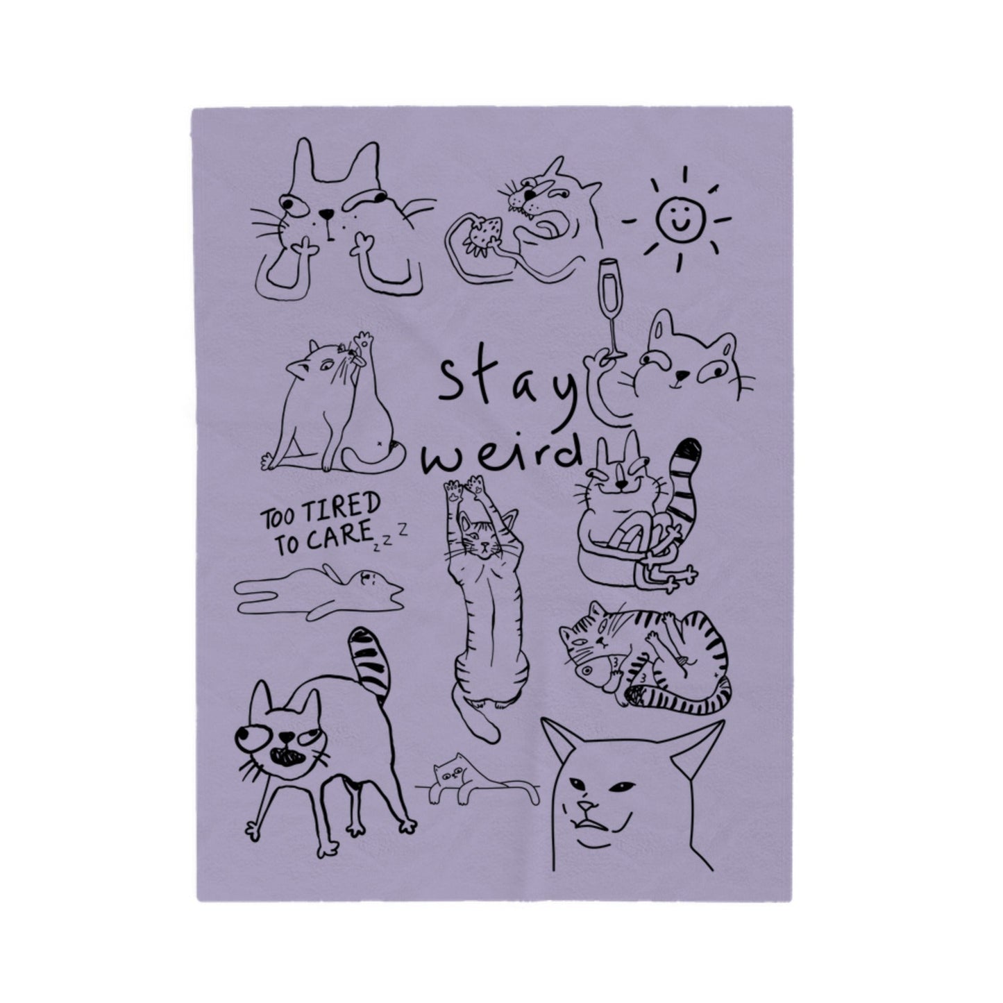 Stay Weird Cat Velveteen Plush Blanket