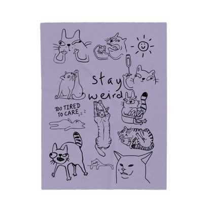 Stay Weird Cat Velveteen Plush Blanket