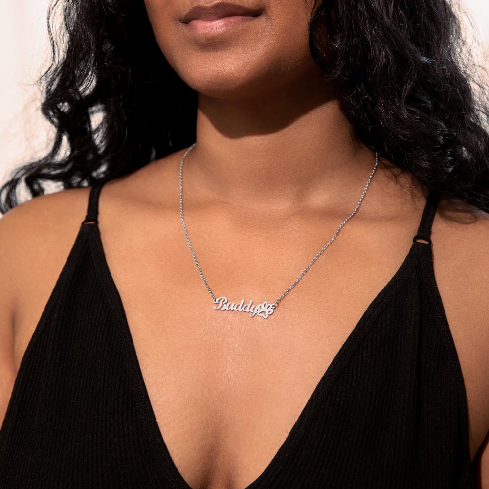 Personalized Cat Memorial Name Necklace