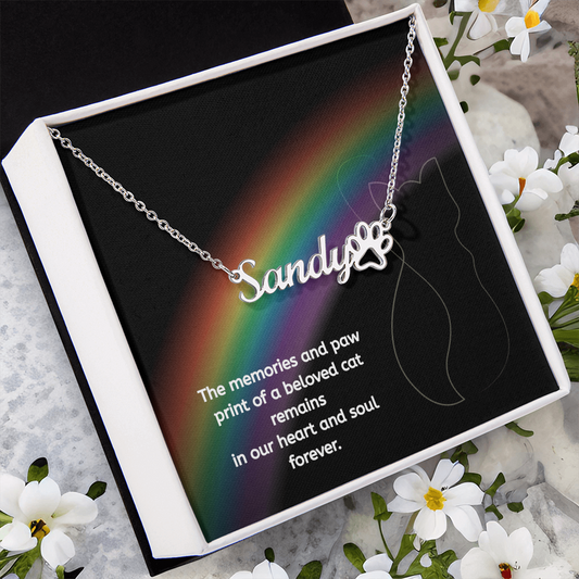 Personalized Cat Memorial Name Necklace