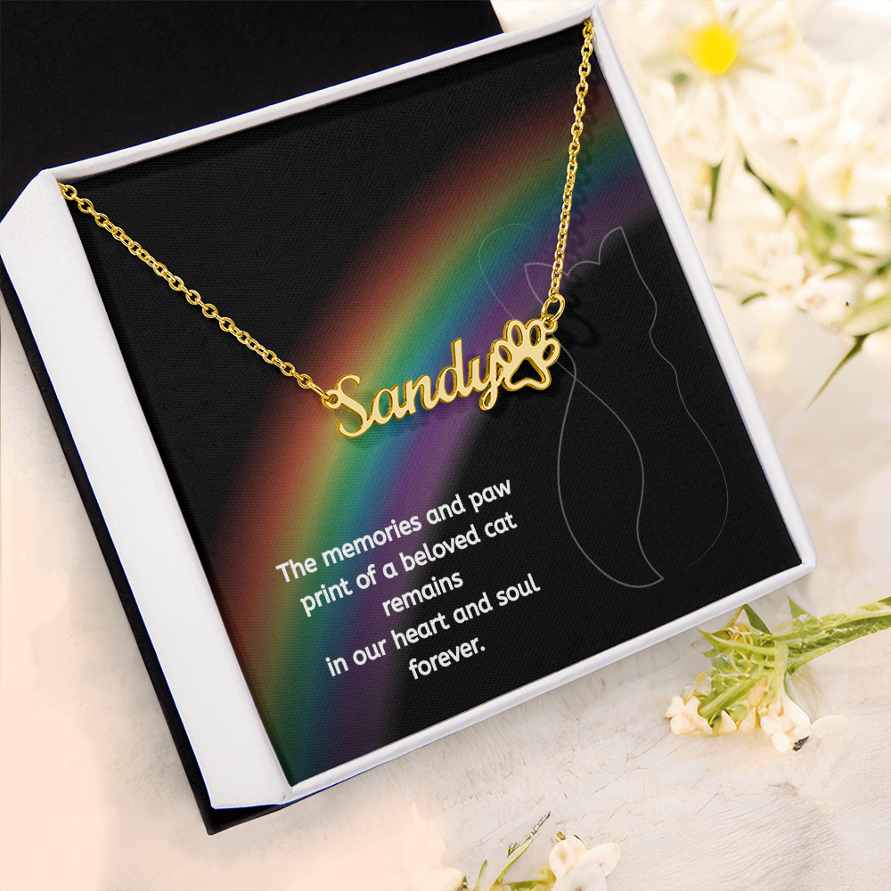 Personalized Cat Memorial Name Necklace