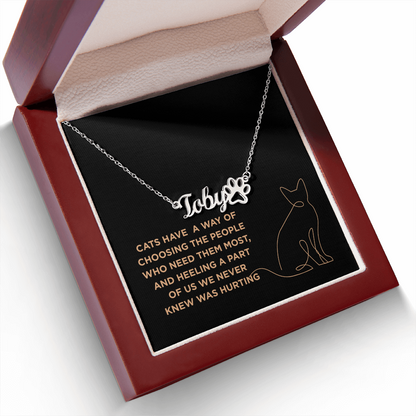Personalized Cat Name Necklace with Paw Charm