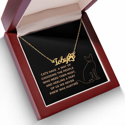 Personalized Cat Name Necklace with Paw Charm