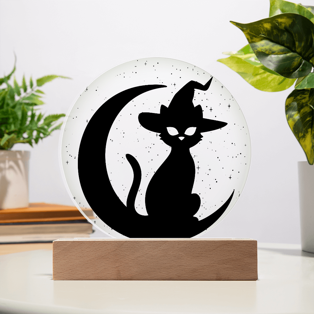 Witch Black Cat Moon LED Lamp