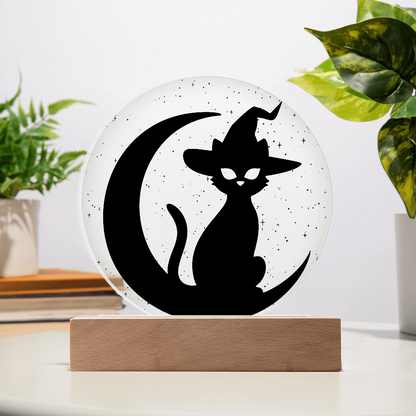 Witch Black Cat Moon LED Lamp