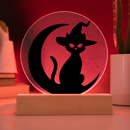 Witch Black Cat Moon LED Lamp