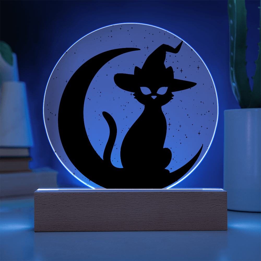 Witch Black Cat Moon LED Lamp