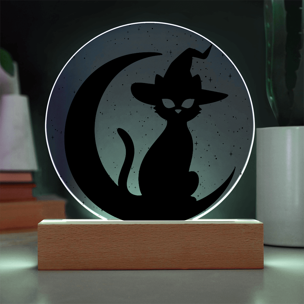 Witch Black Cat Moon LED Lamp
