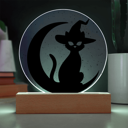 Witch Black Cat Moon LED Lamp