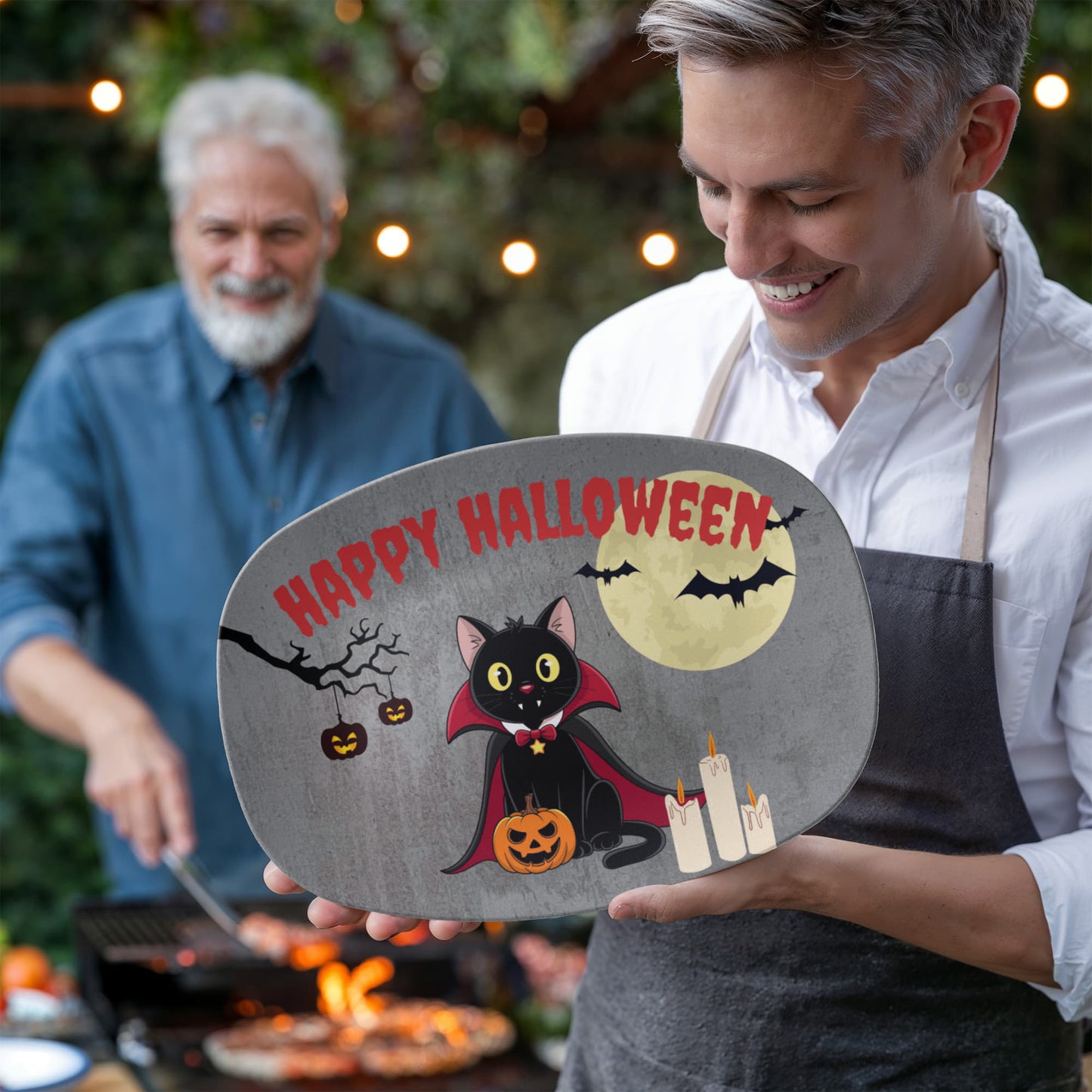 Happy Halloween Black Cat Serving Platter