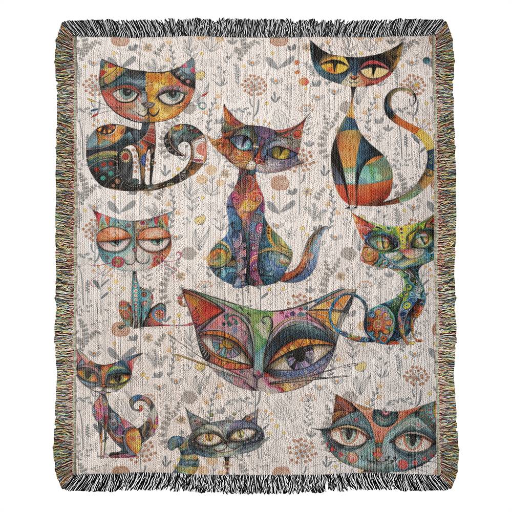 Boho Cat Heirloom Woven Blanket