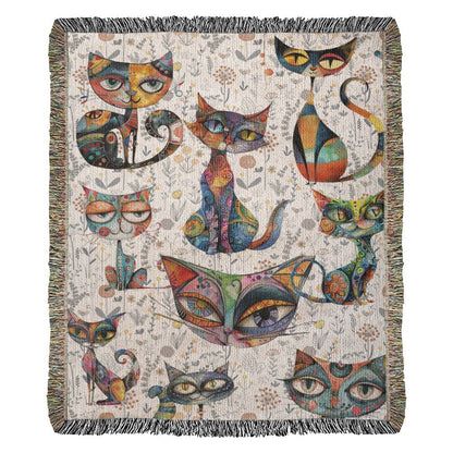 Boho Cat Heirloom Woven Blanket