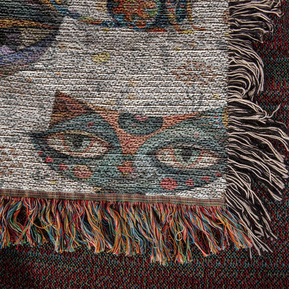 Boho Cat Heirloom Woven Blanket