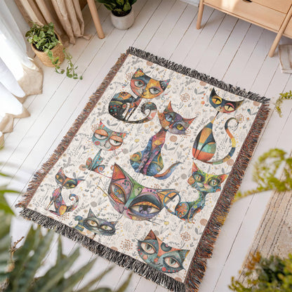Boho Cat Heirloom Woven Blanket