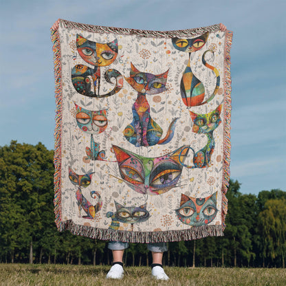 Boho Cat Heirloom Woven Blanket