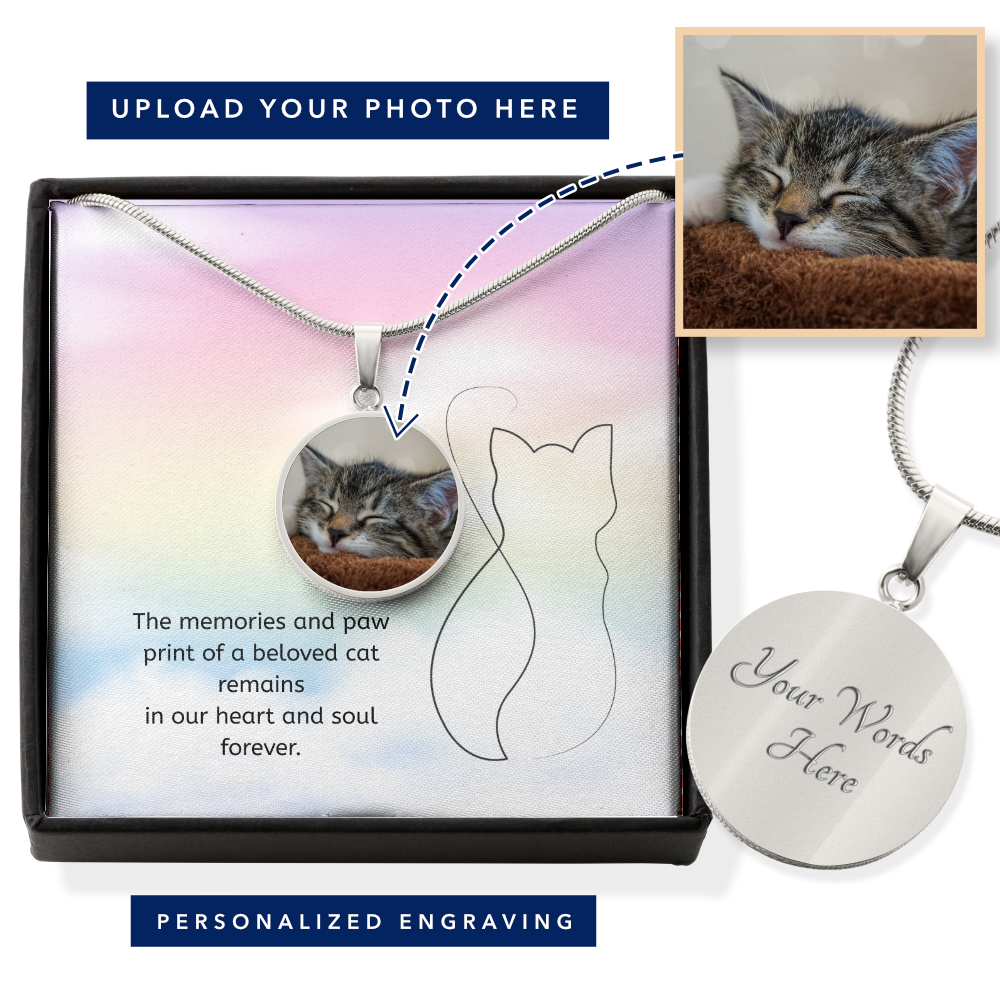 Personalized Cat Memorial Photo Necklace