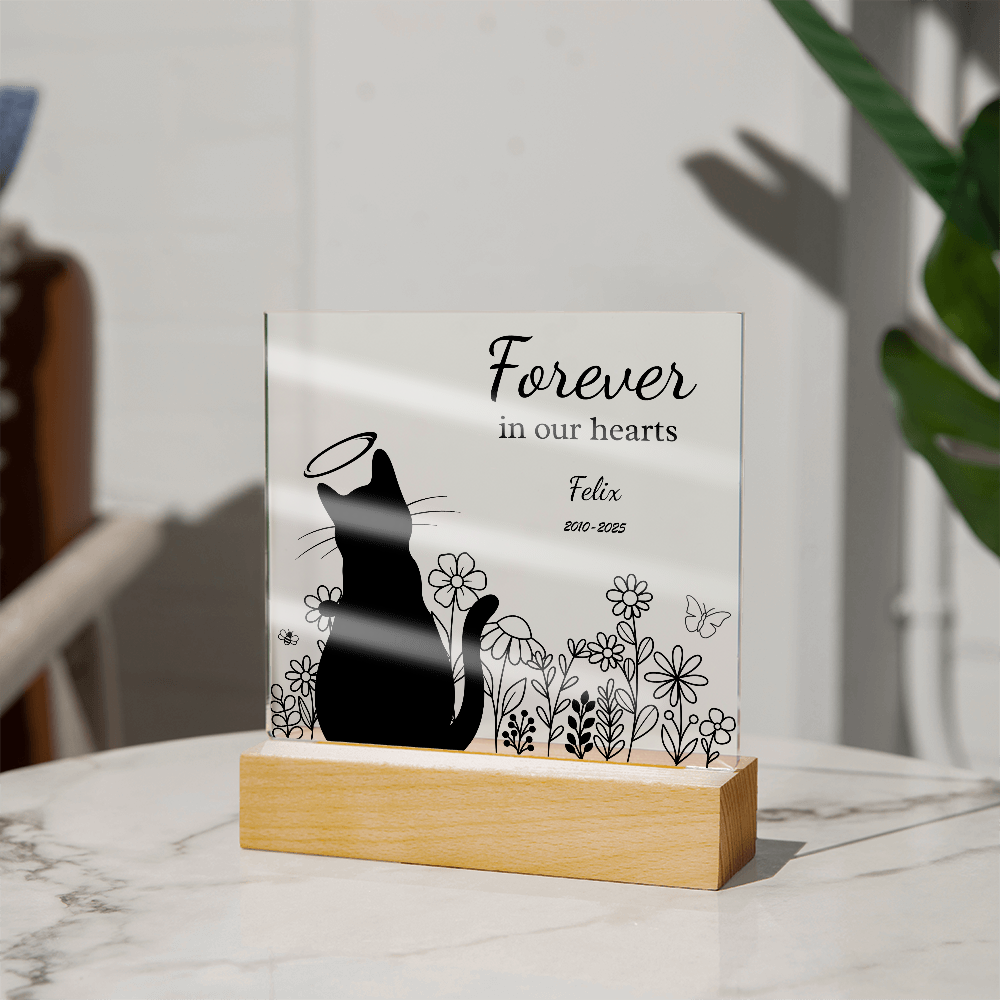 FOREVER IN OUR HEARTS ACRYLIC SQUARE PLAQUE